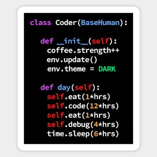 Python Class Eat Code Sleep Repeat - Funny Coding Magnet